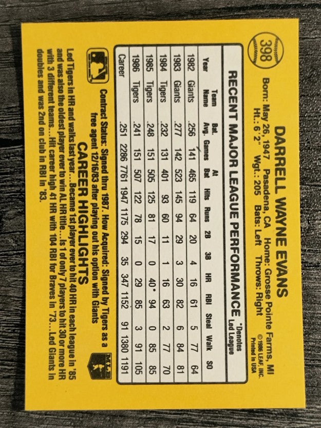 1987 Donruss #398 Darrell Evans