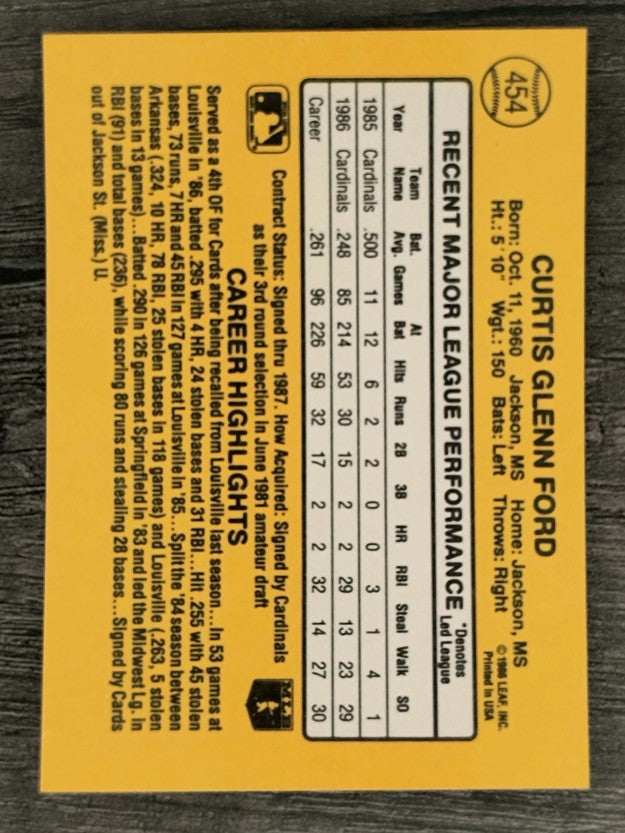1987 Donruss #454 Curt Ford