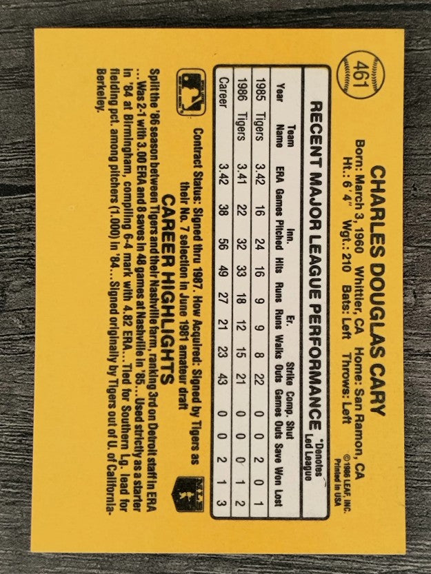 1987 Donruss #461 Chuck Cary