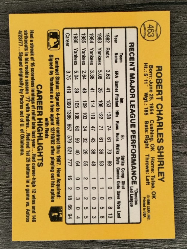 1987 Donruss #463 Bob Shirley