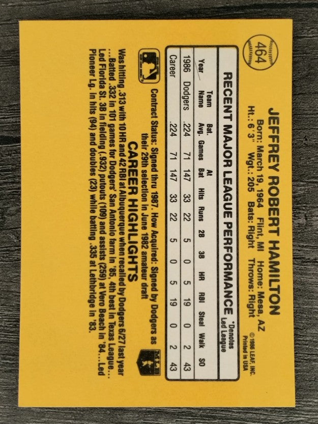 1987 Donruss #464 Jeff Hamilton