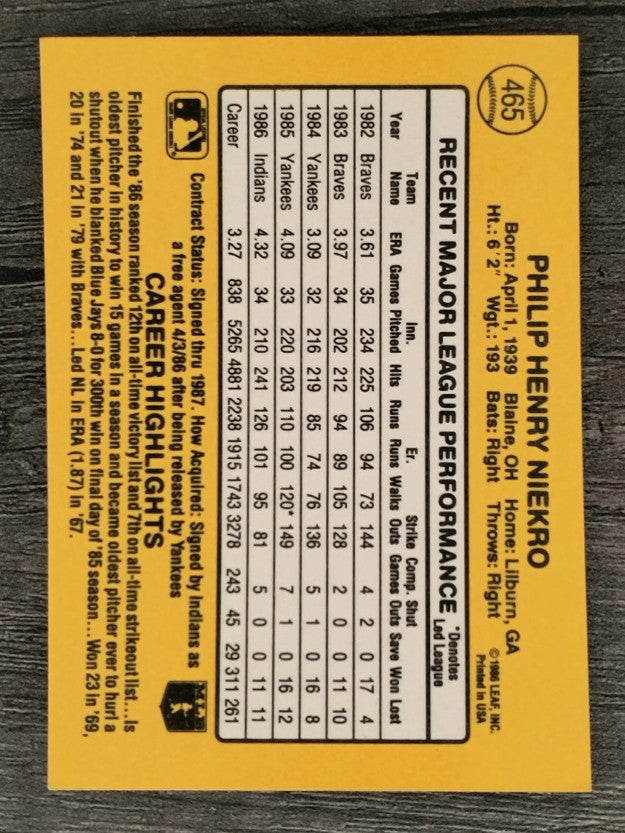 1987 Donruss #465 Phil Niekro