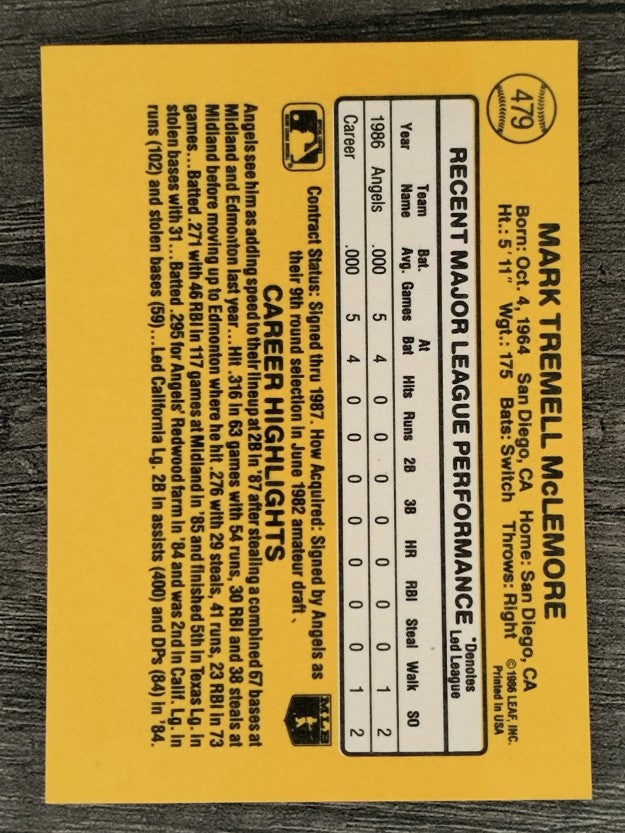 1987 Donruss #479 Mark McLemore