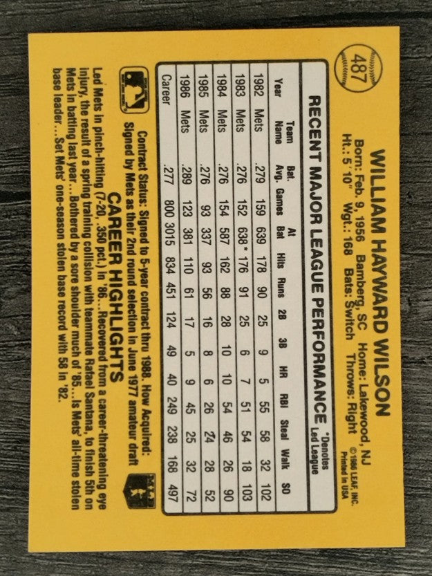 1987 Donruss #487 Mookie Wilson