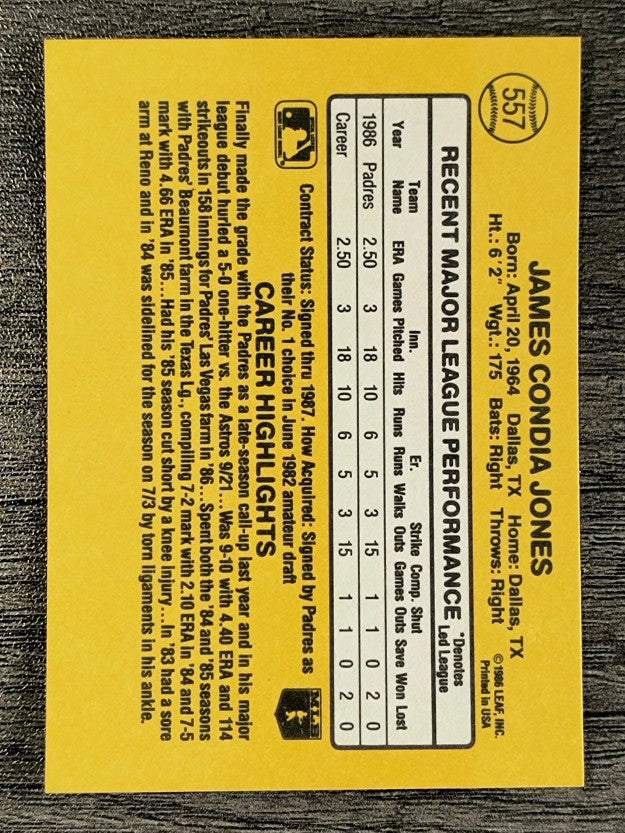 1987 Donruss #557 Jimmy Jones RC