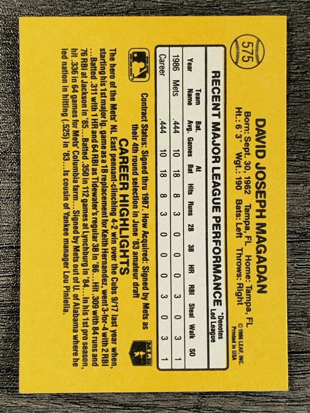 1987 Donruss #575 Dave Magadan RC