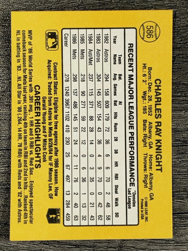 1987 Donruss #586 Ray Knight