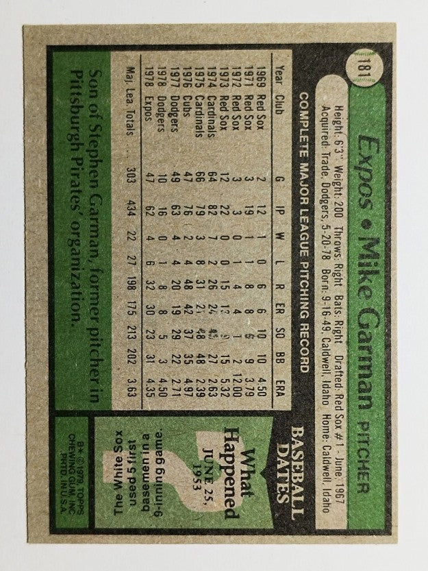 1979 Topps #181 Mike Garman (EXMT)