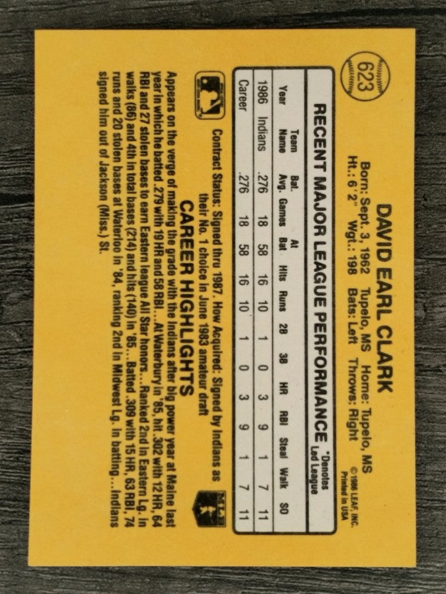 1987 Donruss #623 Dave Clark RC
