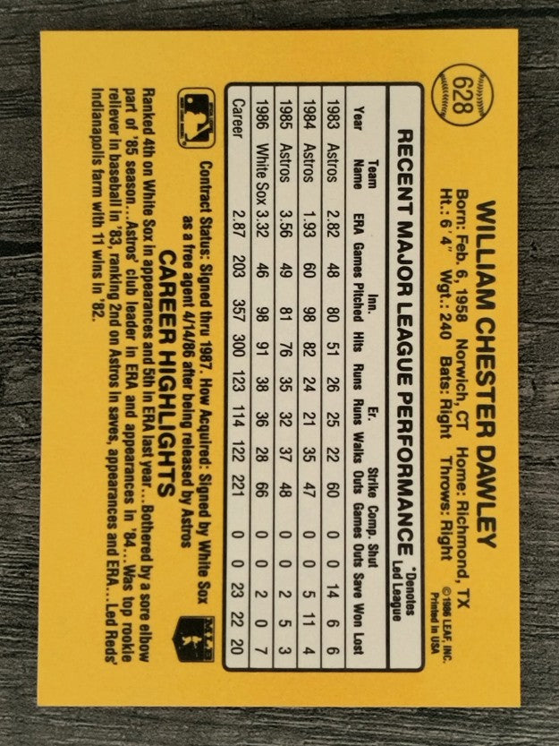 1987 Donruss #628 Bill Dawley