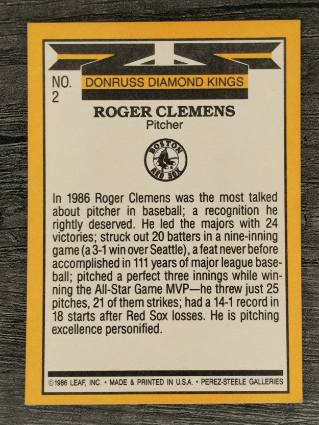 1987 Donruss #2 Roger Clemens DK