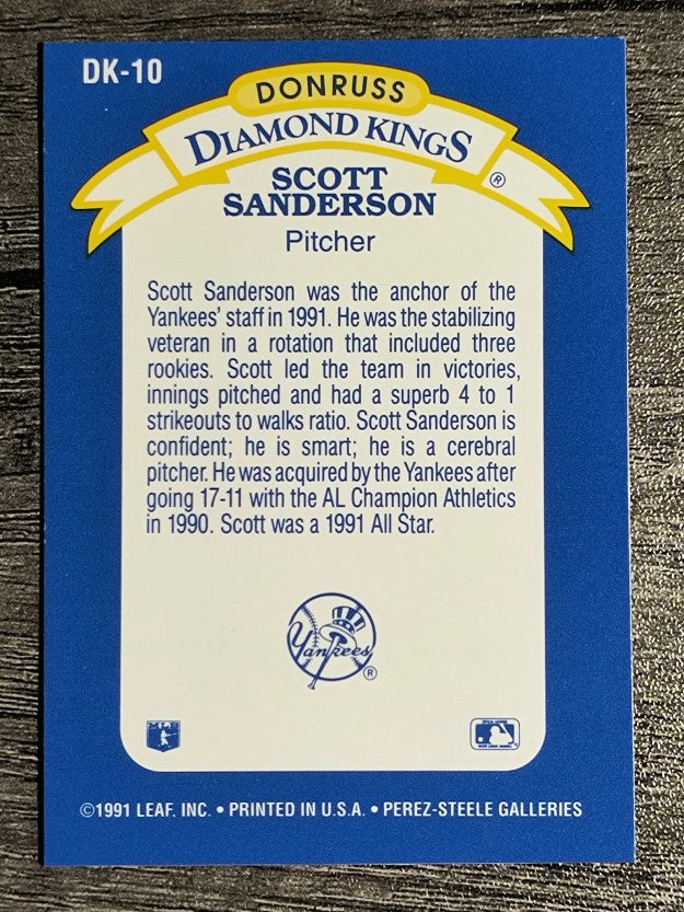 1992 Donruss Diamond Kings #DK10 Scott Sanderson