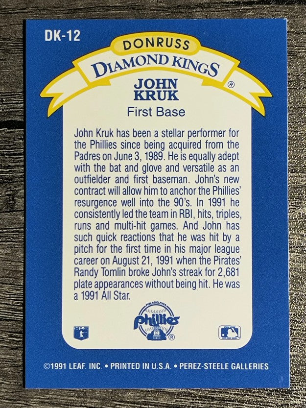 1992 Donruss Diamond Kings #DK12 John Kruk