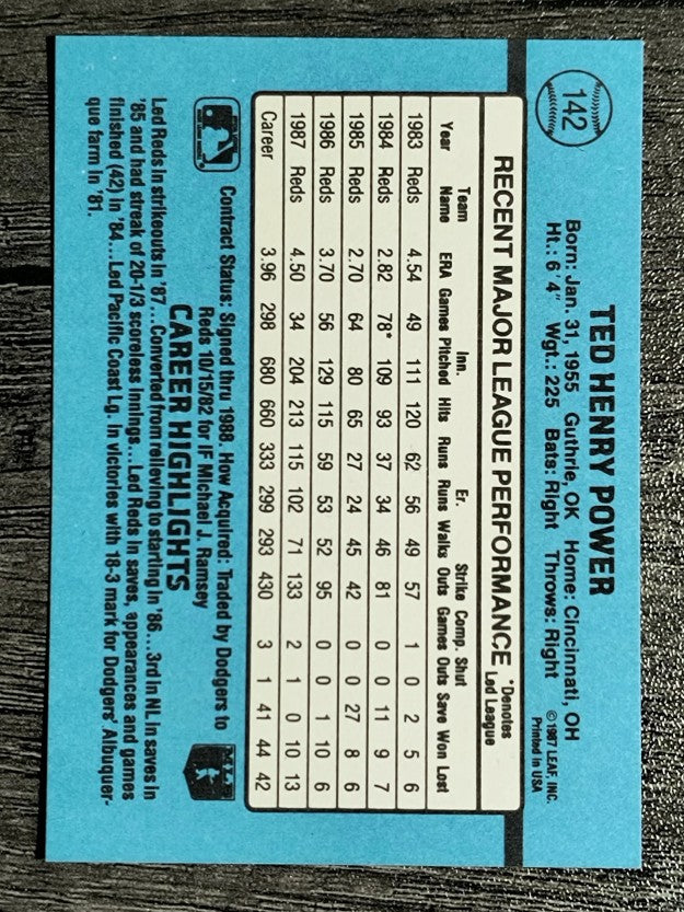 1988 Donruss #142 Ted Power