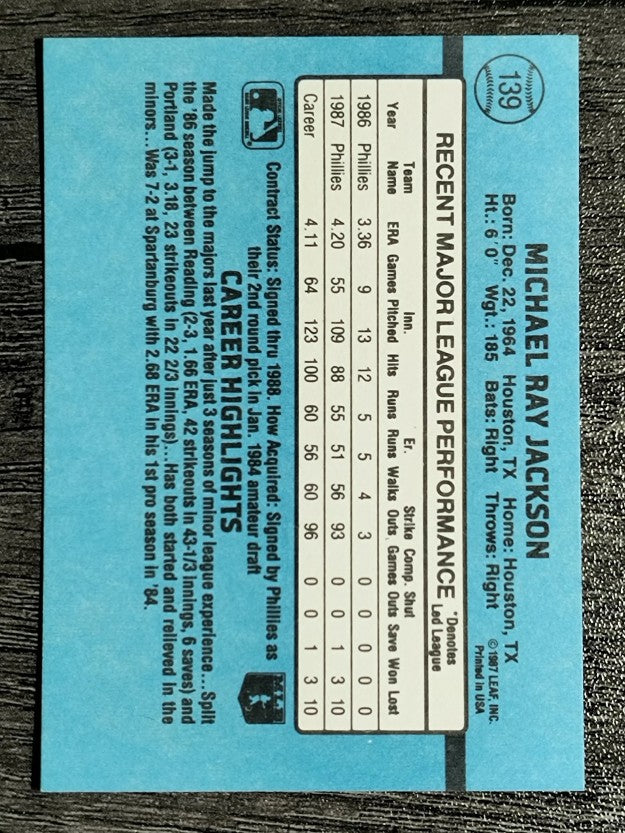1988 Donruss #139 Mike Jackson RC