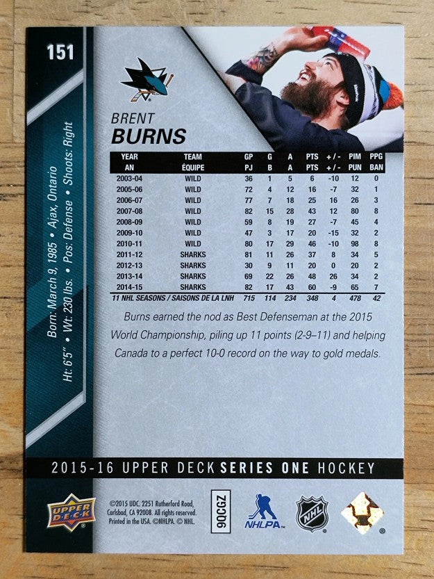 2015-16 Upper Deck #151 Brent Burns