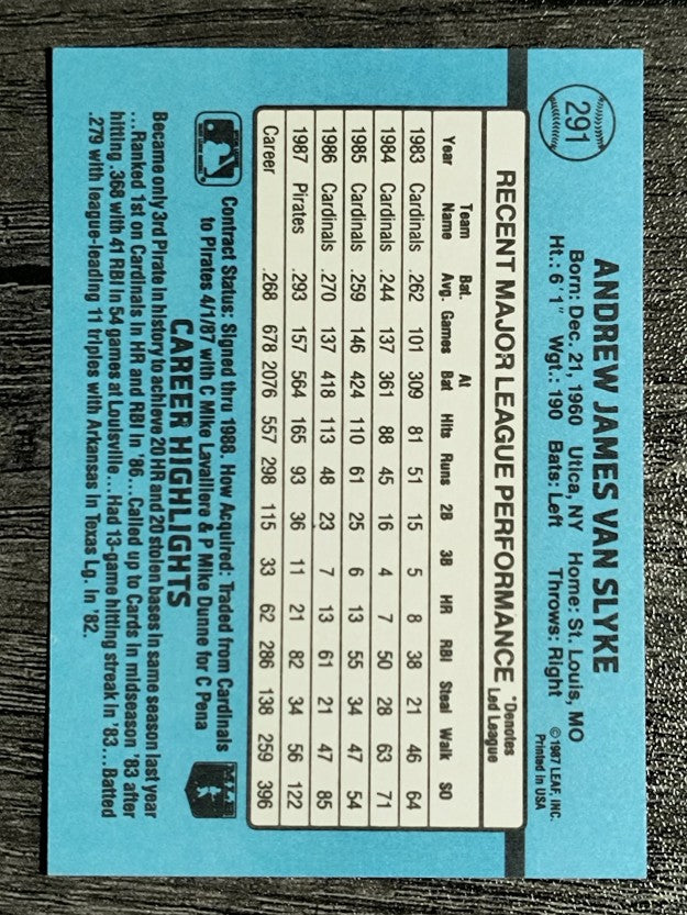 1988 Donruss #291 Andy Van Slyke