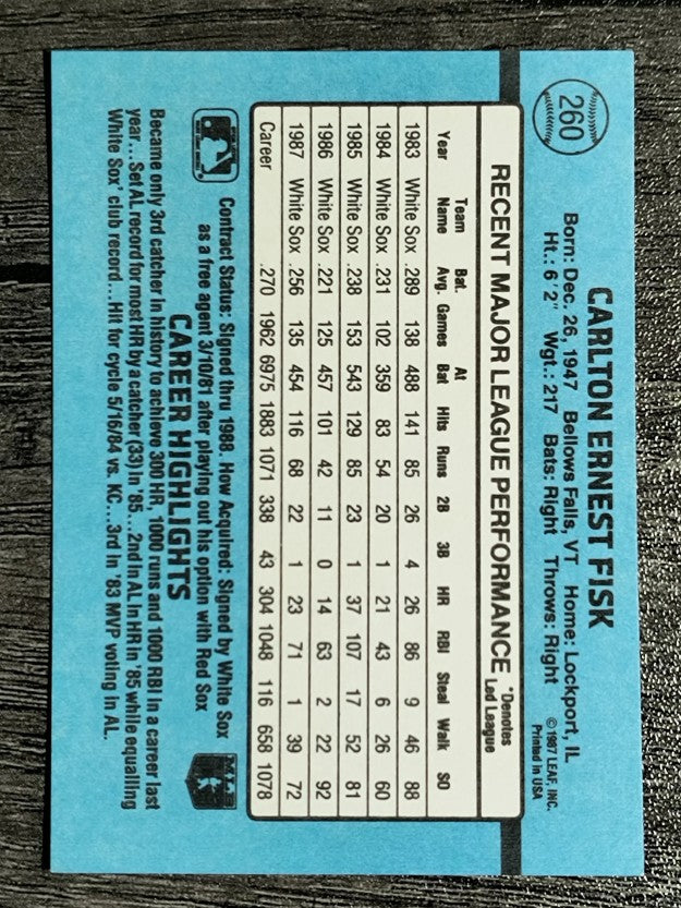 1988 Donruss #260 Carlton Fisk