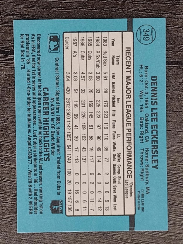 1988 Donruss #349 Dennis Eckersley