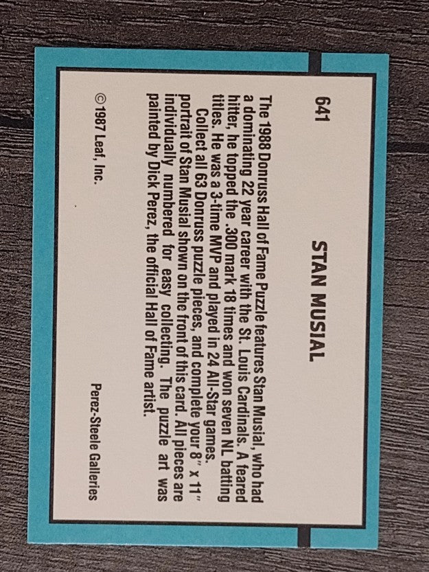 1988 Donruss #641 Stan Musial Puzzle