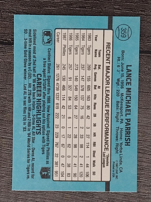 1988 Donruss #359 Lance Parrish