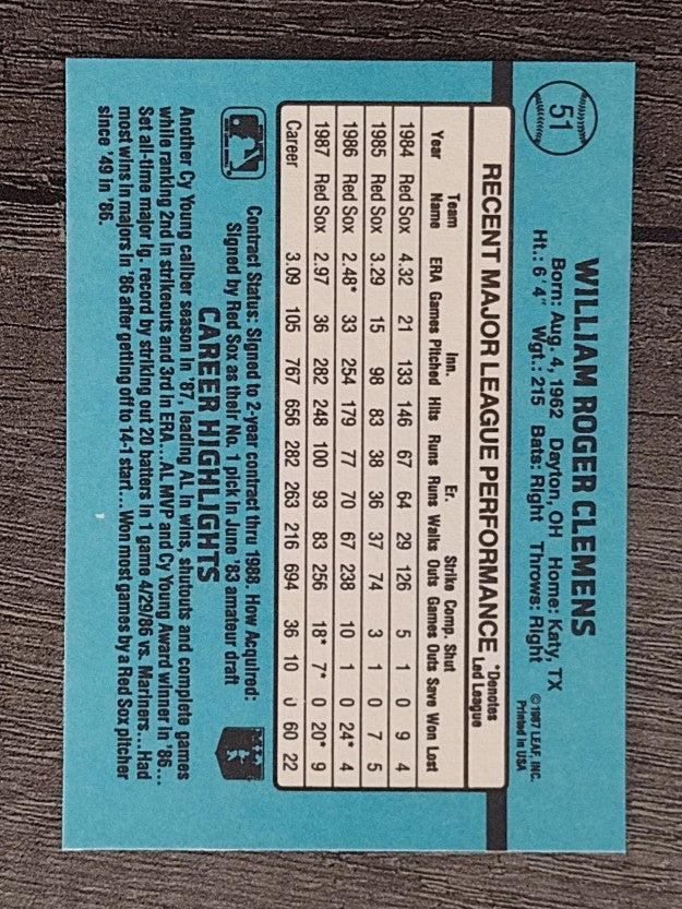 1988 Donruss #51 Roger Clemens