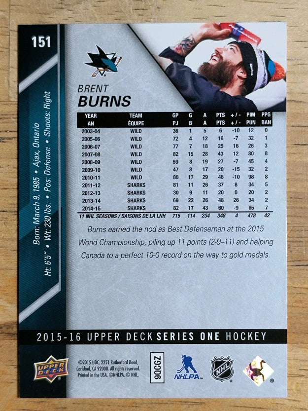 2015-16 Upper Deck #151 Brent Burns