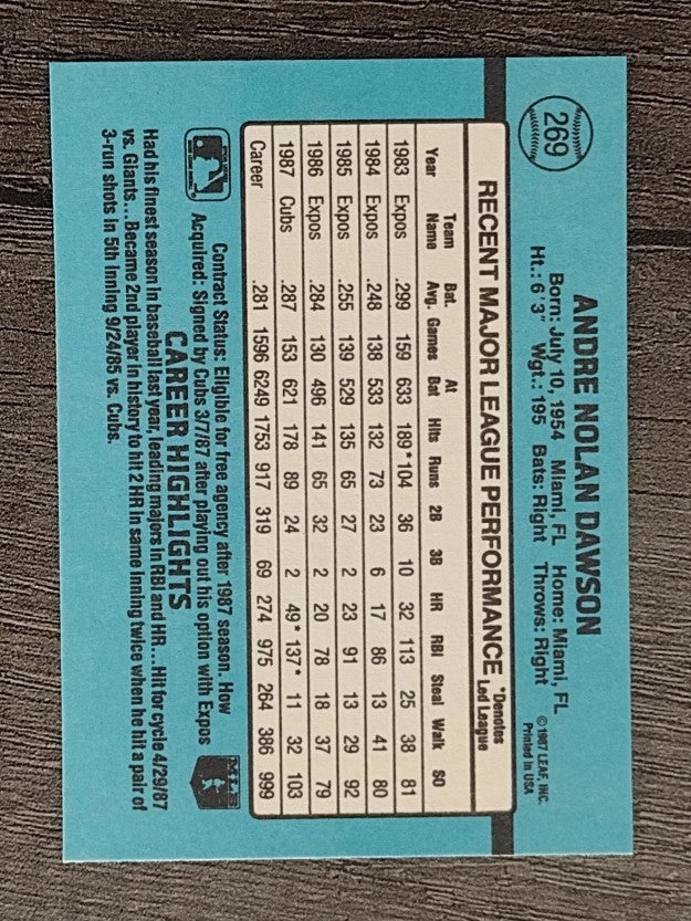 1988 Donruss #269 Andre Dawson
