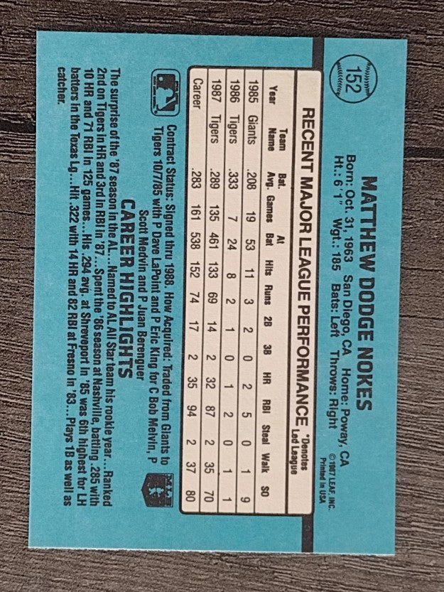 1988 Donruss #152 Matt Nokes RC