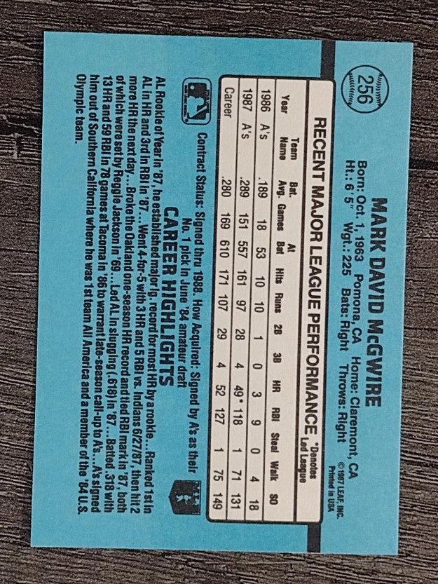 1988 Donruss #256 Mark McGwire