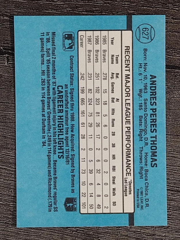 1988 Donruss #627 Andres Thomas SP