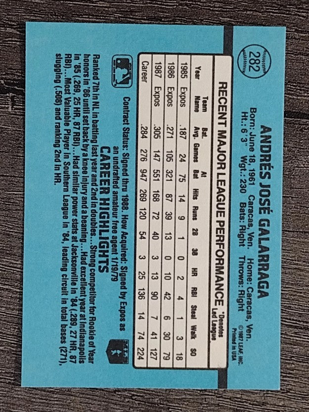 1988 Donruss #282 Andres Galarraga