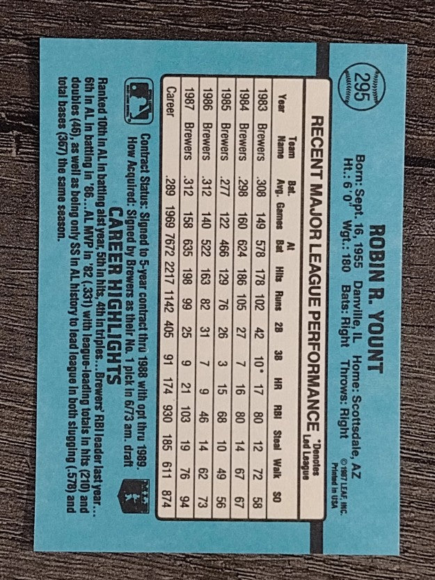 1988 Donruss #295 Robin Yount
