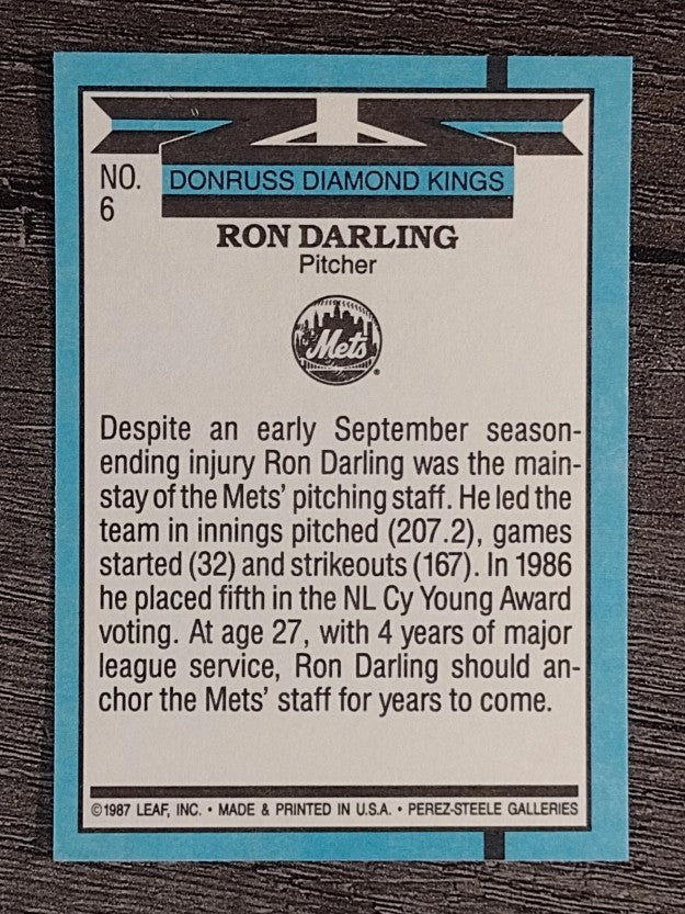 1988 Donruss #6 Ron Darling DK