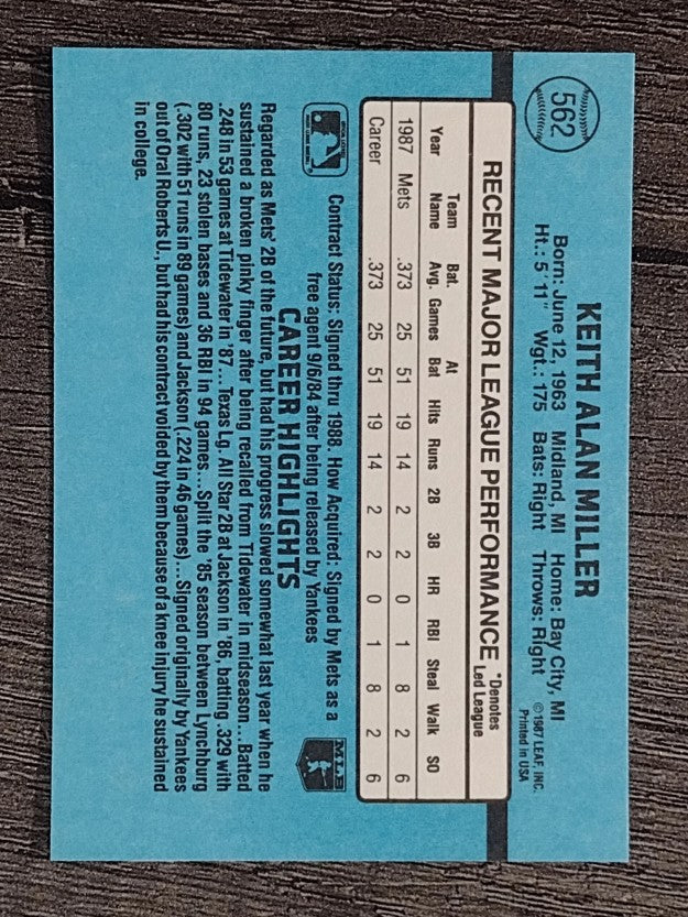 1988 Donruss #562 Keith Miller RC