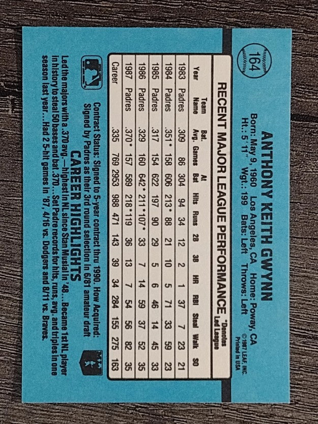 1988 Donruss #164 Tony Gwynn