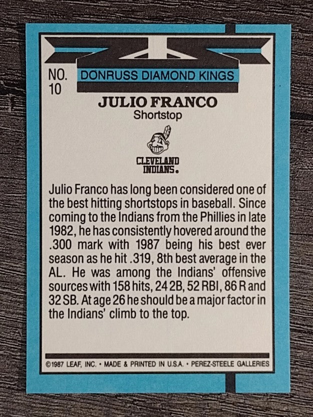1988 Donruss #10 Julio Franco DK