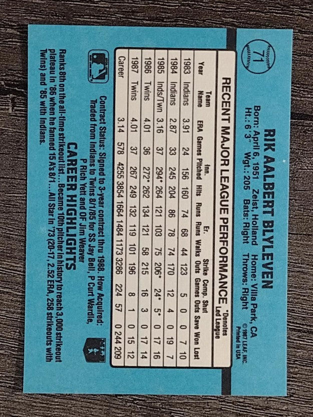 1988 Donruss #71 Bert Blyleven