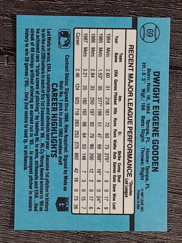 1988 Donruss #69 Dwight Gooden