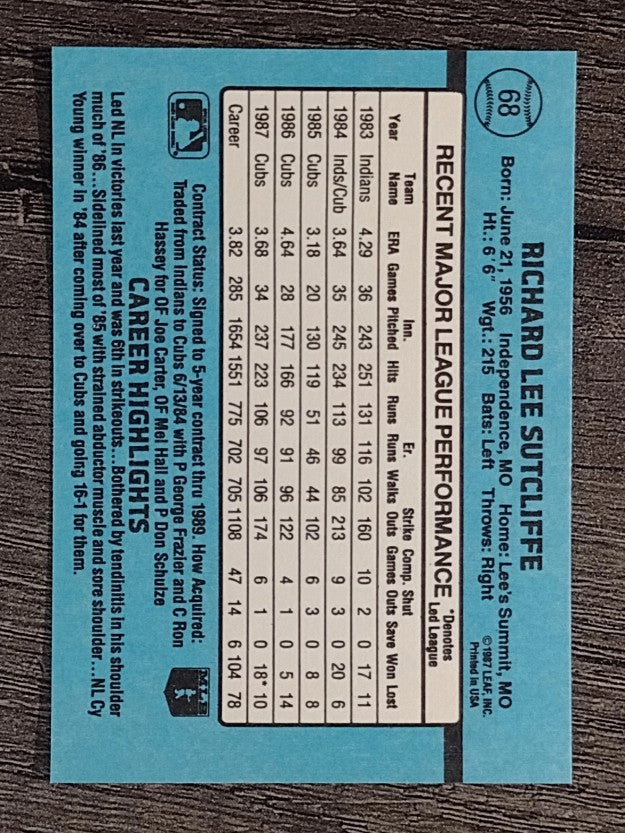 1988 Donruss #68 Rick Sutcliffe