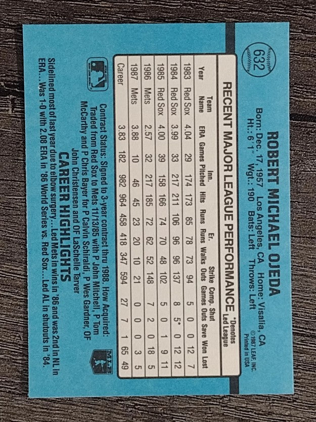 1988 Donruss #632 Bob Ojeda SP