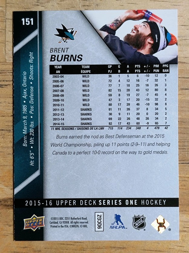 2015-16 Upper Deck #151 Brent Burns