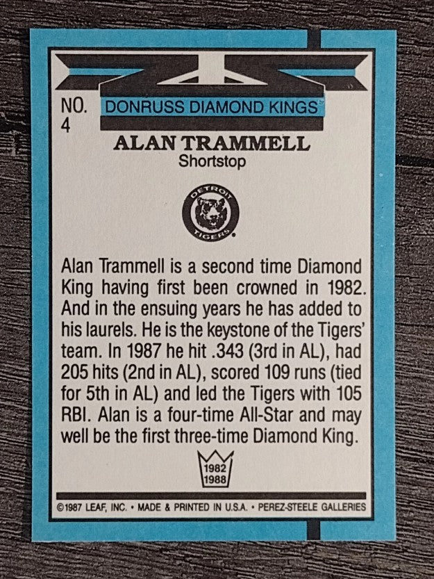 1988 Donruss #4 Alan Trammell DK