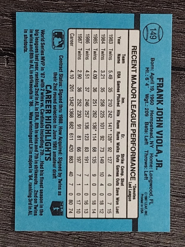 1988 Donruss #149 Frank Viola