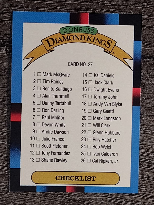 1988 Donruss #27 DK Checklist 1-26