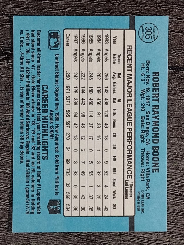 1988 Donruss #305 Bob Boone