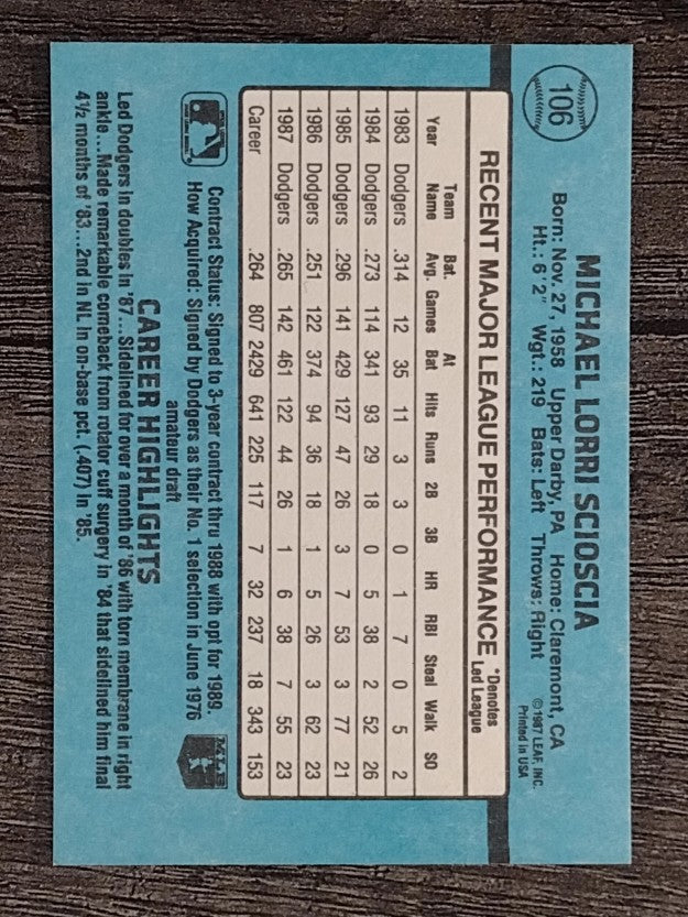 1988 Donruss #106 Mike Scioscia