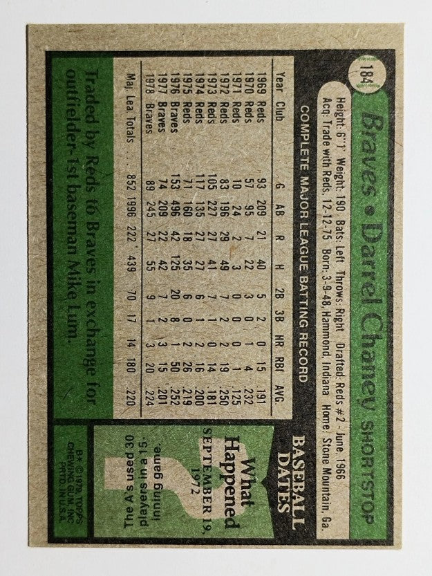 1979 Topps #184 Darrel Chaney (EXMT)
