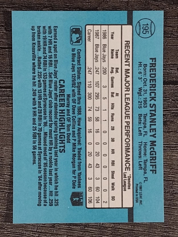 1988 Donruss #195 Fred McGriff