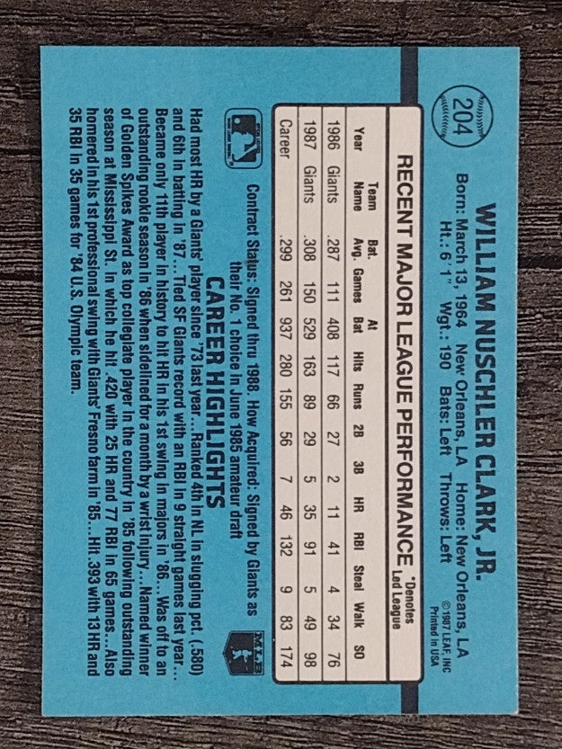 1988 Donruss #204 Will Clark